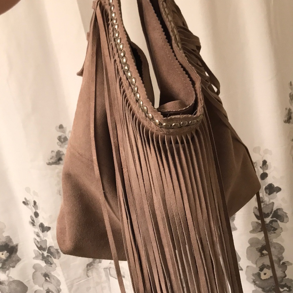 Grey fringe purse